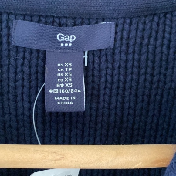 GAP Factory Sweater Vest Cardigan Chunky Cable‎ Knit Navy Size XS - Picture 5 of 8